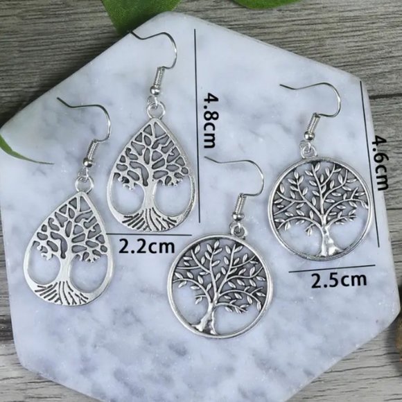 NWT Hollow Tree of Life Antique Gold 2 Sets of Drop Earrings Fashion Jewelry - Picture 3 of 3
